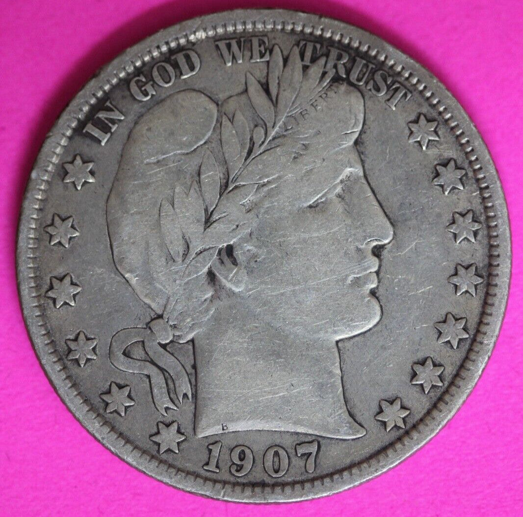 1907 P Barber Liberty Half Dollar Silver Coin Better Grade Philadelphia Mint 83