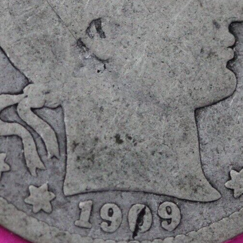 1909 O Barber Liberty Silver Quarter Scarce Semi Key Date New Orleans Mint 03