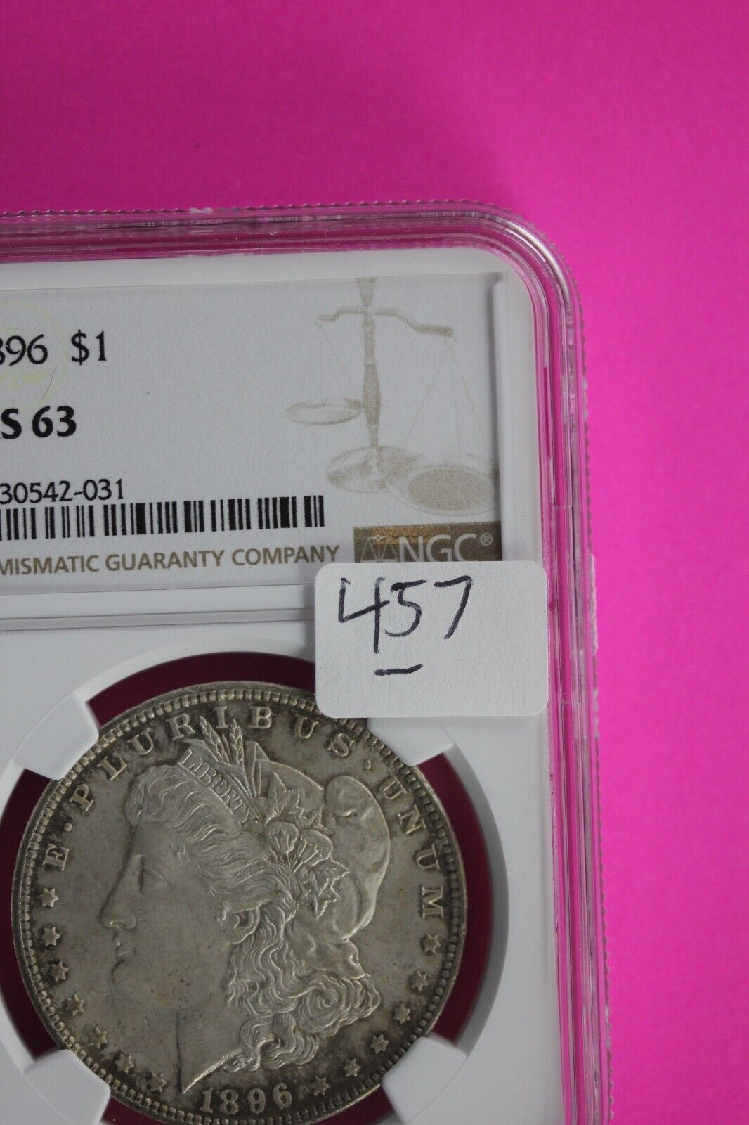 1896 P MS 63 Liberty Morgan Silver Dollar NGC Certified Graded Slab 457
