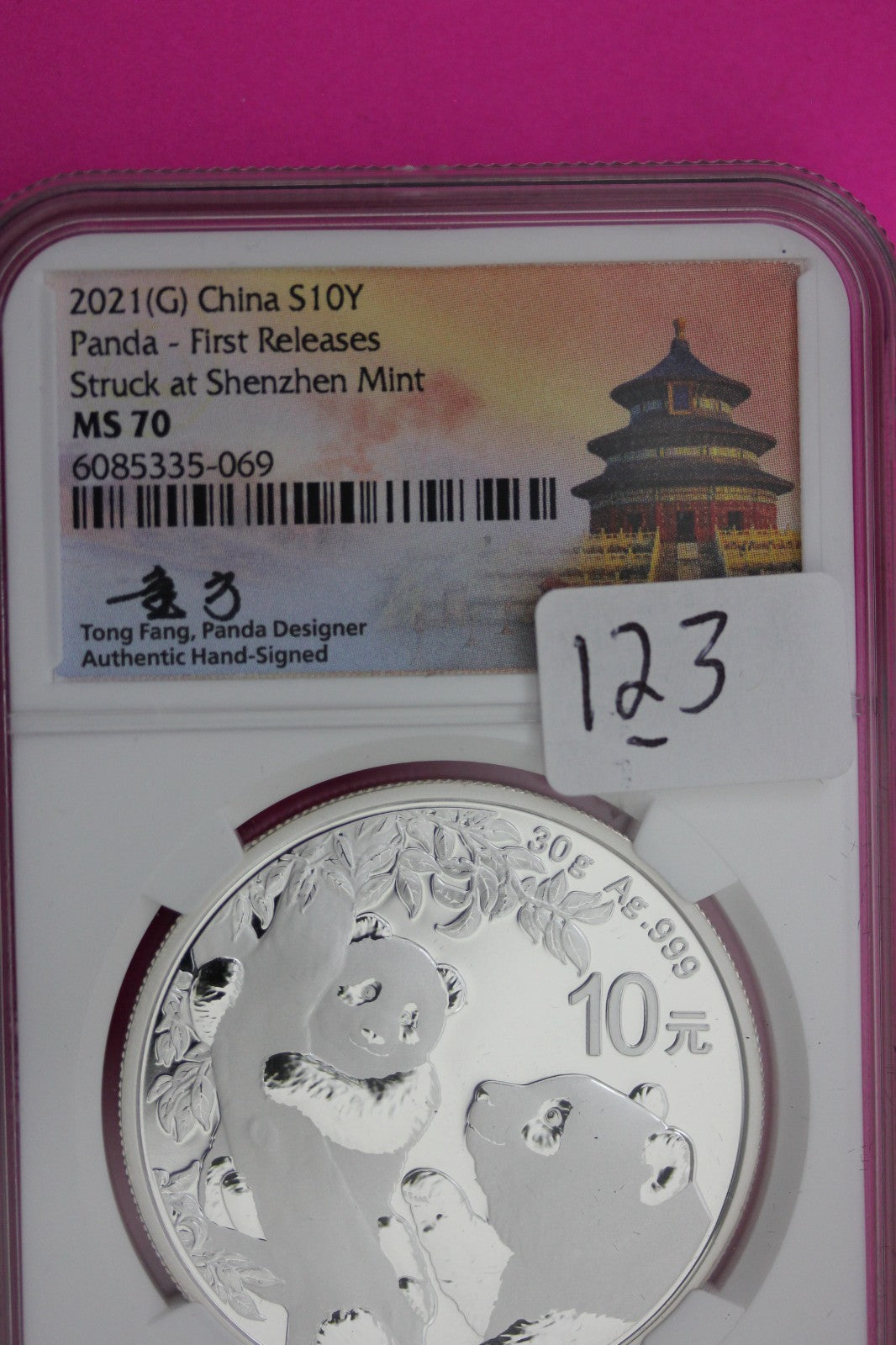 2021 MS 70 China Panda Shenzhen 1 OZ .999 Silver NGC Certified Authentic 123