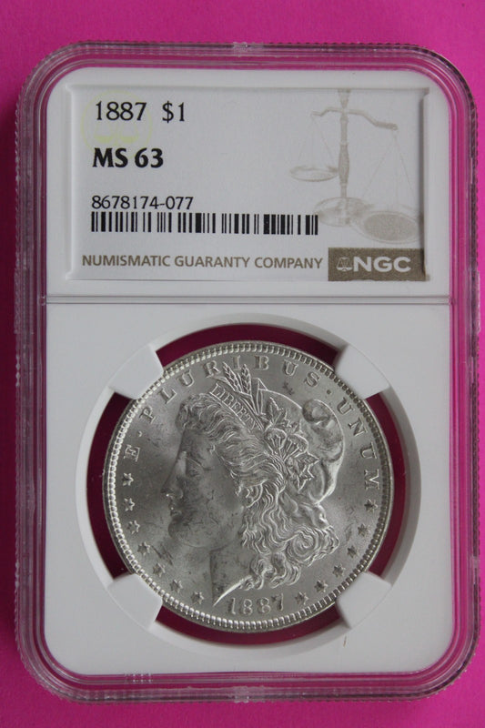 1887 P MS 63 Liberty Morgan Silver Dollar NGC Certified Graded Authentic 803
