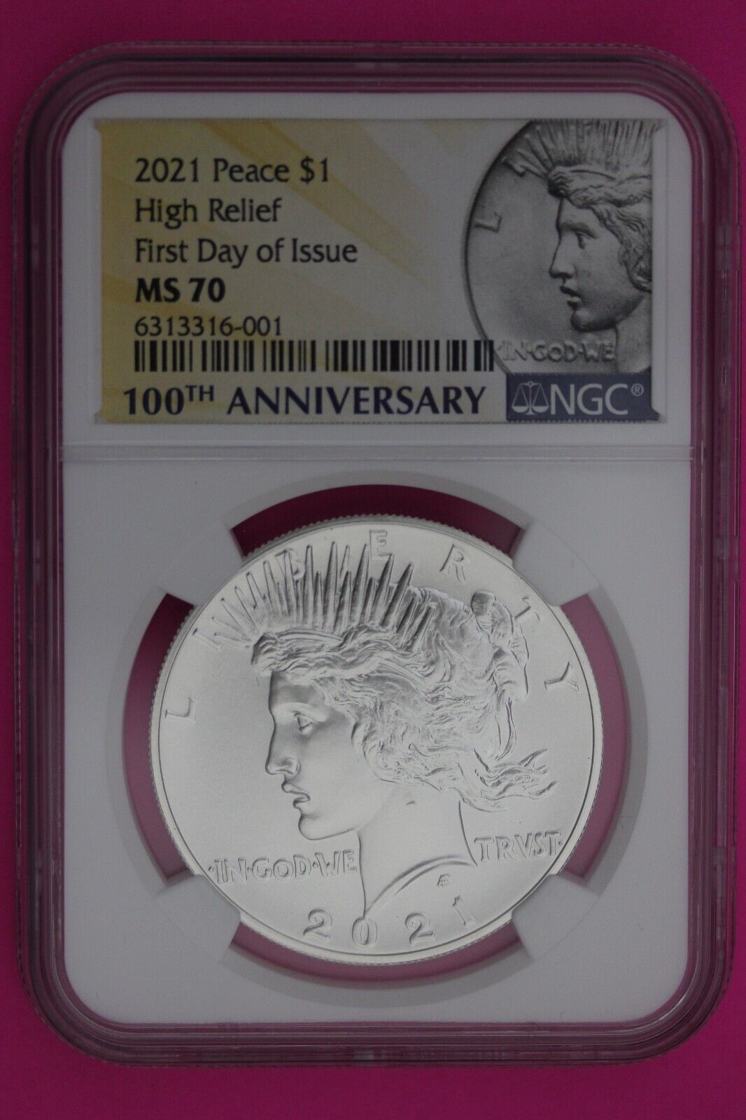 Rare 2021 P MS 70 Peace Silver Dollar NGC High Relief Certified First Day 689