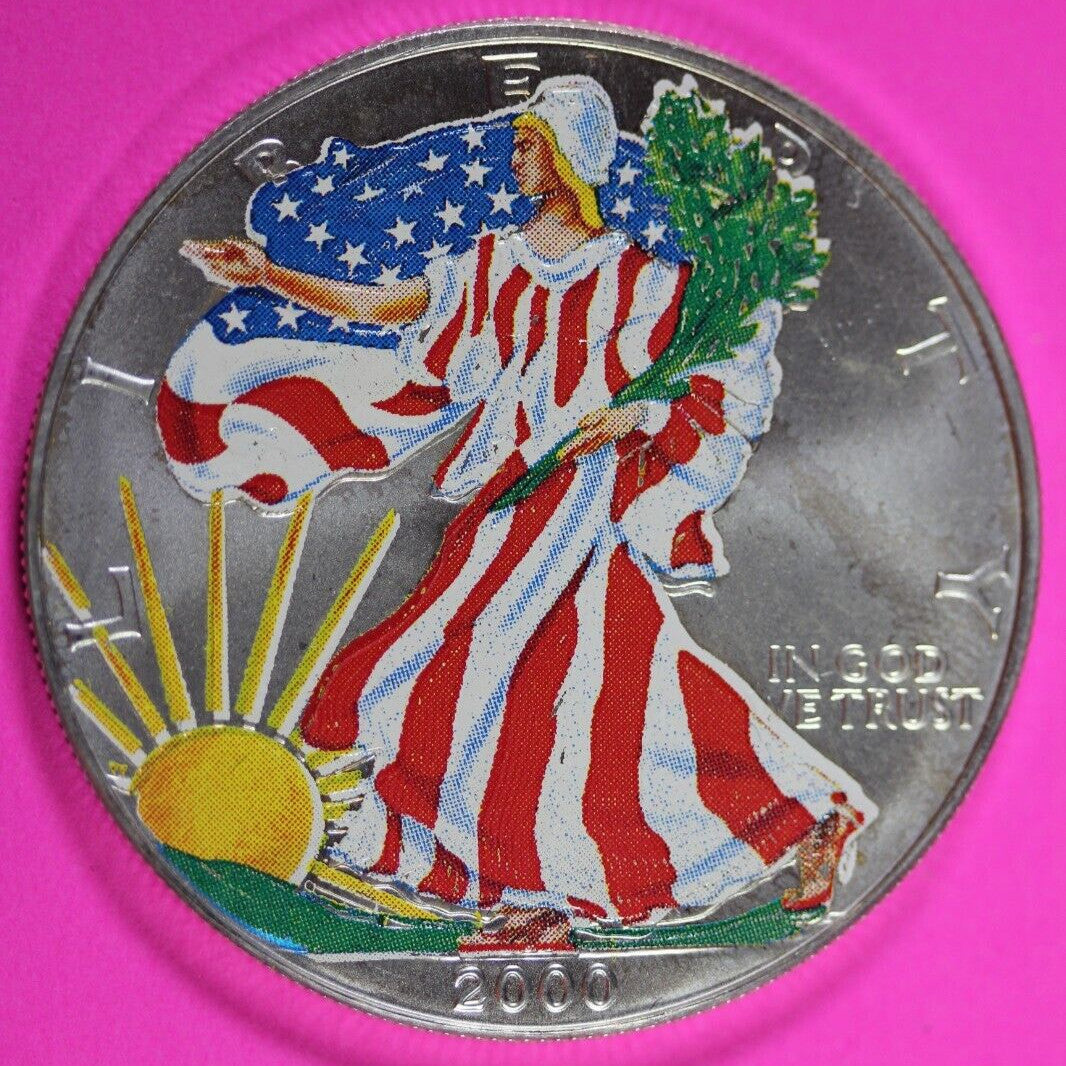 Colorized 2000 American Silver Eagle 1 Ounce .999 Fine Exact Coin Shown 177