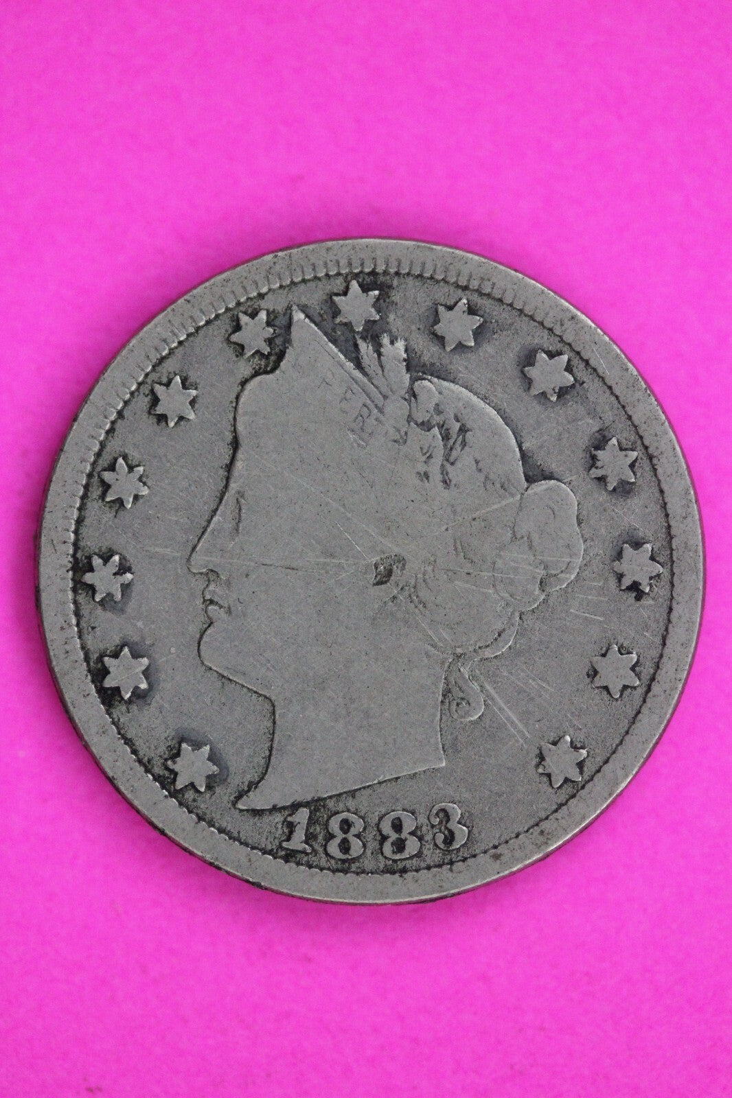 1883 No Cents V Liberty Nickel Guaranteed Authentic & Genuine Coin Free 1528