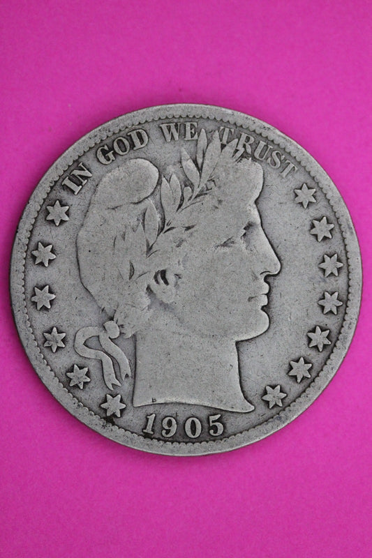 1905 S Barber Liberty Silver Half Dollar Guaranteed Authentic Genuine Coin 2348