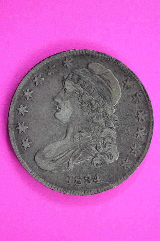 1834 Capped Bust Half Dollar Exact Coin In Pics Silver Rare Semi Key Date 28
