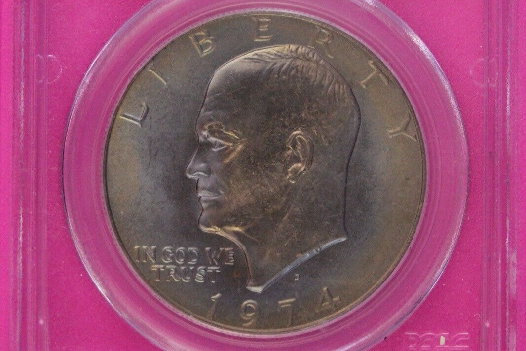 Rainbow Toned 1974 D MS 65 Ike Eisenhower Dollar PCGS Certified Graded 941