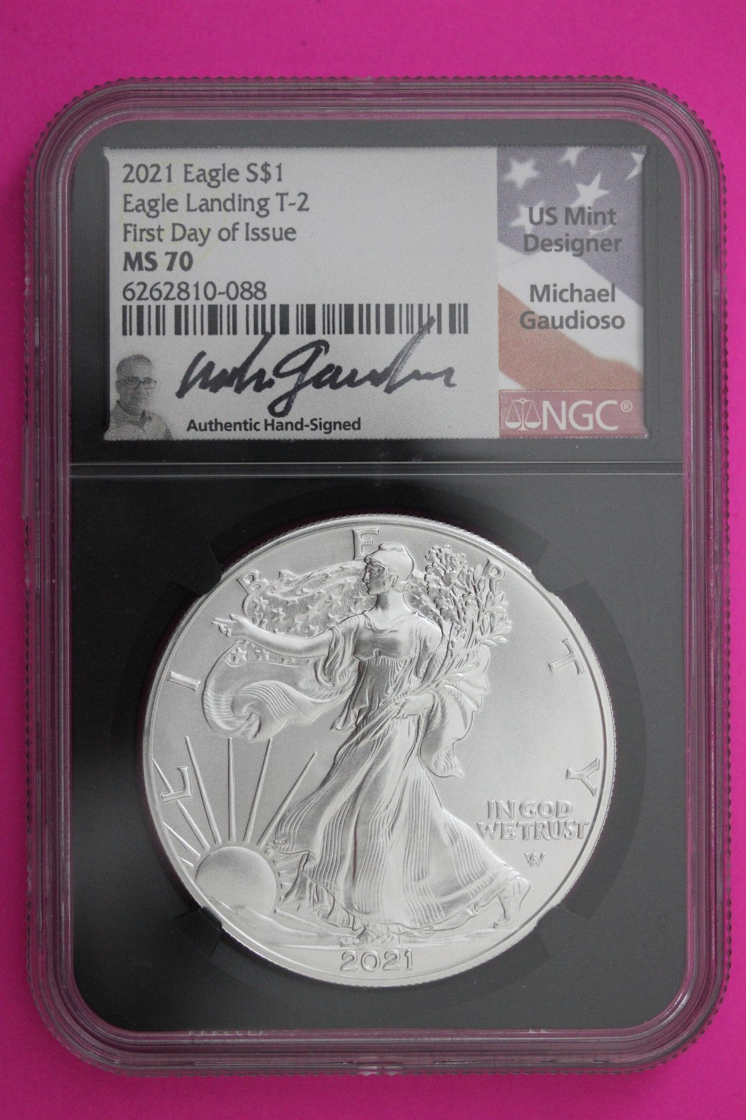 2021 MS 70 Type 2 Silver American Eagle Gaudioso Signature NGC Certified 290