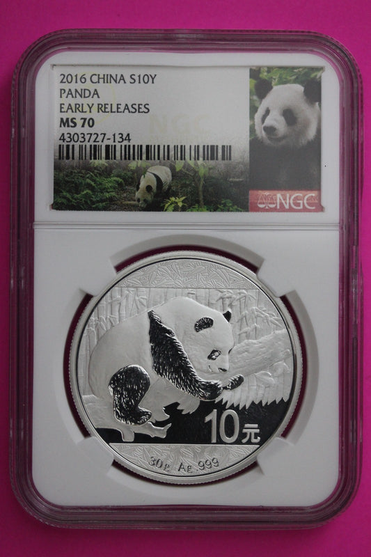 2016 China Silver Panda MS 70 10 Yuan NGC Certified Authentic Graded Slab 305