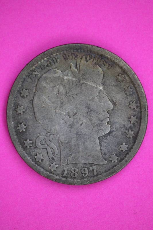 1897 O Barber Liberty Quarter Silver Guaranteed Authentic & Genuine Coin 2850