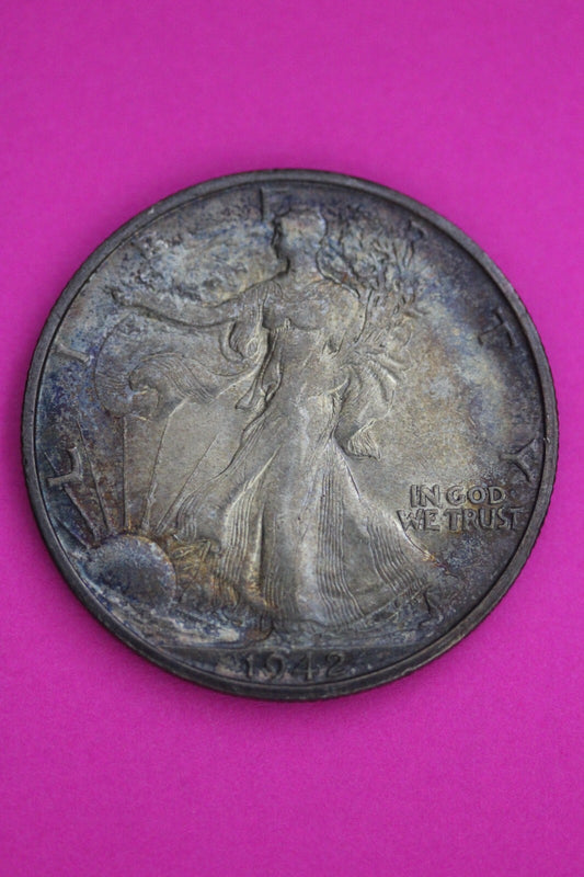 Toned 1942 S Walking Liberty Silver Half Dollar Guaranteed Authentic Coin 1342