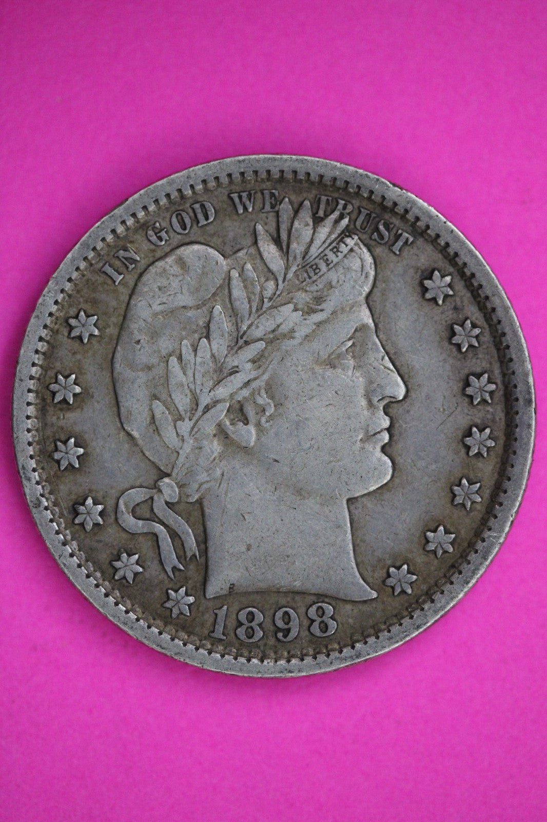 1898 P Barber Liberty Quarter Silver Guaranteed Authentic & Genuine Coin 2990