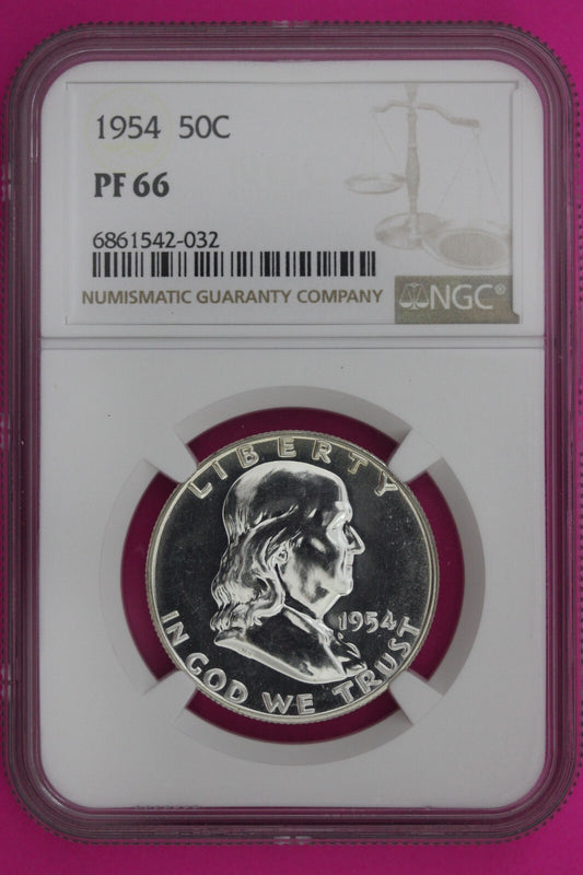 1954 PF 66 Ben Franklin Half Dollar NGC Graded Certified Authentic Slab 1138