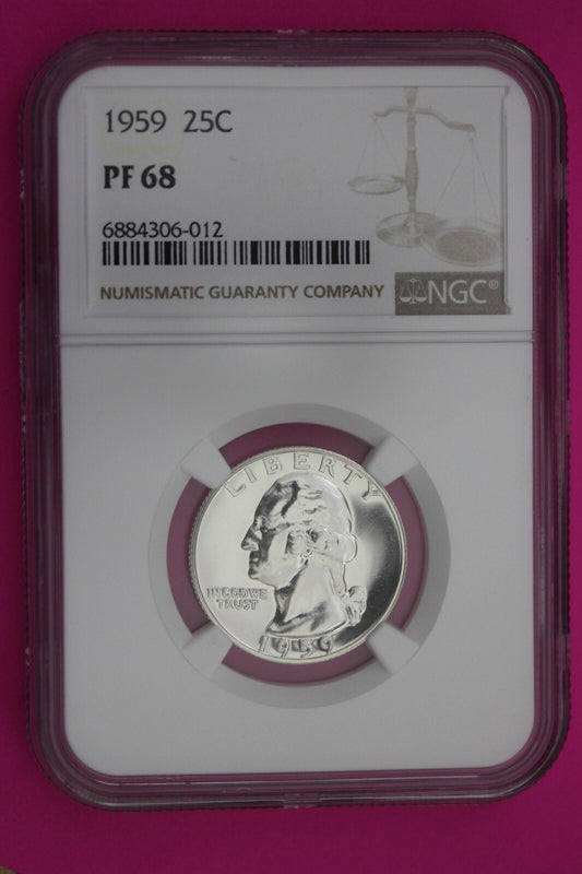 1959 PF 68 Proof Washington Silver Quarter NGC Certified Graded Authentic 271