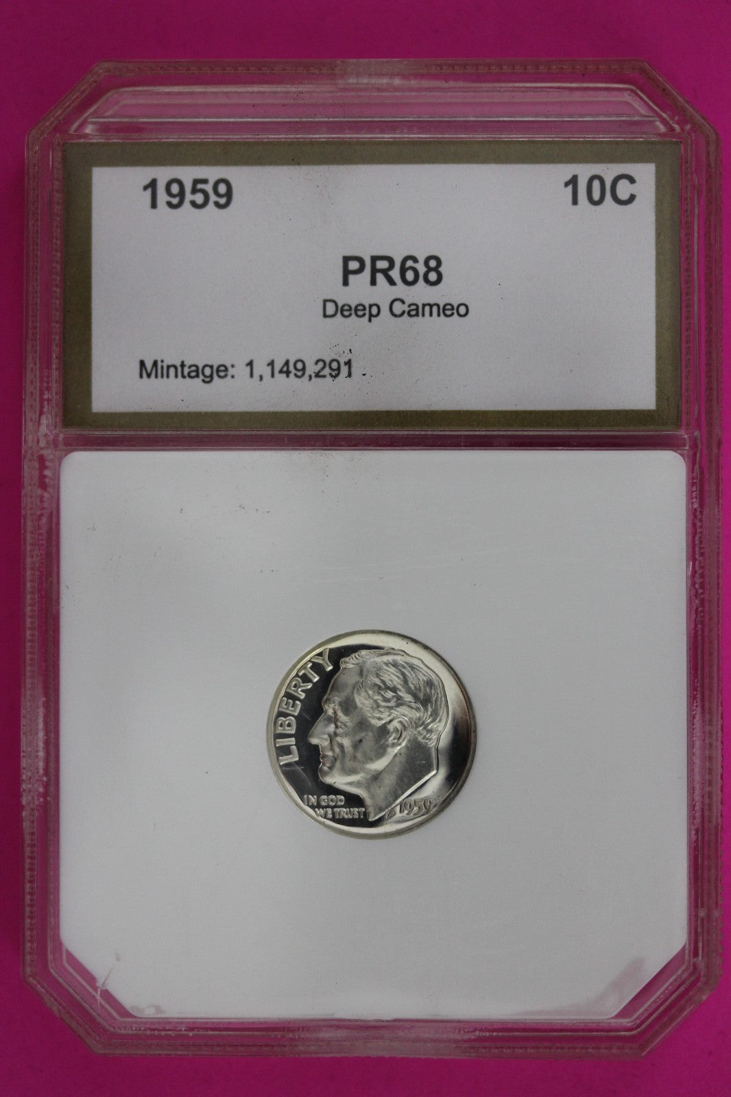 1959 Proof Deep Cameo SPOTS Roosevelt Silver Dime Authentic & Genuine Slab 1361