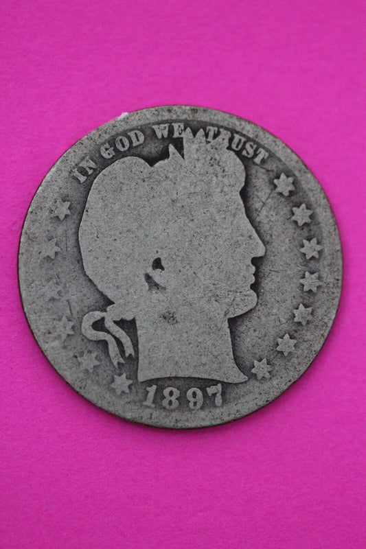 1897 O Barber Liberty Silver Quarter Scarce Semi Key Date New Orleans Mint 04