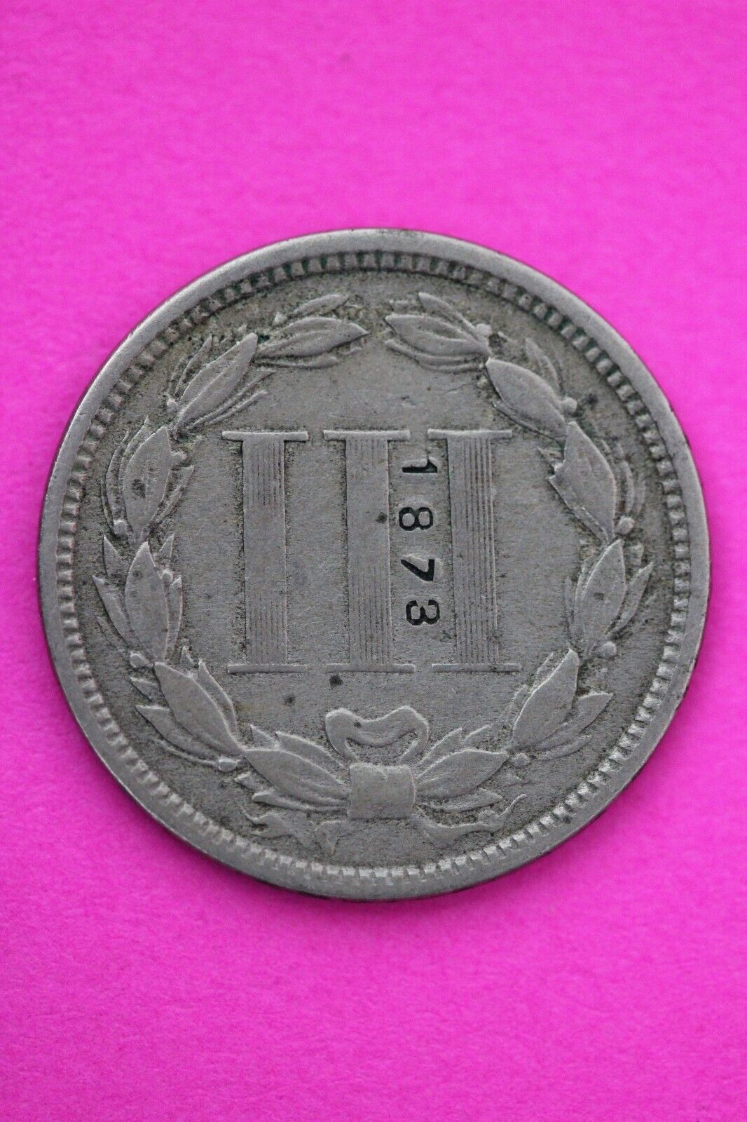 Possible Counterstamp 1866 Three 3 Cent Nickel Scarce Coin Philadelphia Mint 180