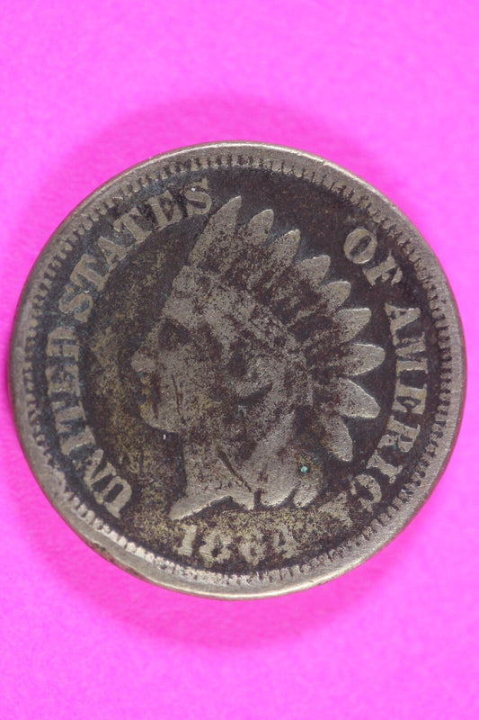 1864 Copper Nickel Indian Head Cent Penny Type Coin Exact Coin Pictured 290