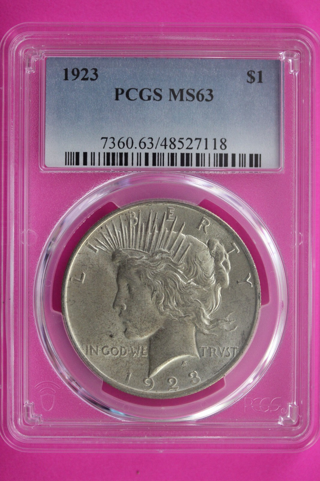 1923 P MS 63 Liberty Peace Silver Dollar PCGS Certified Authentic Graded 704