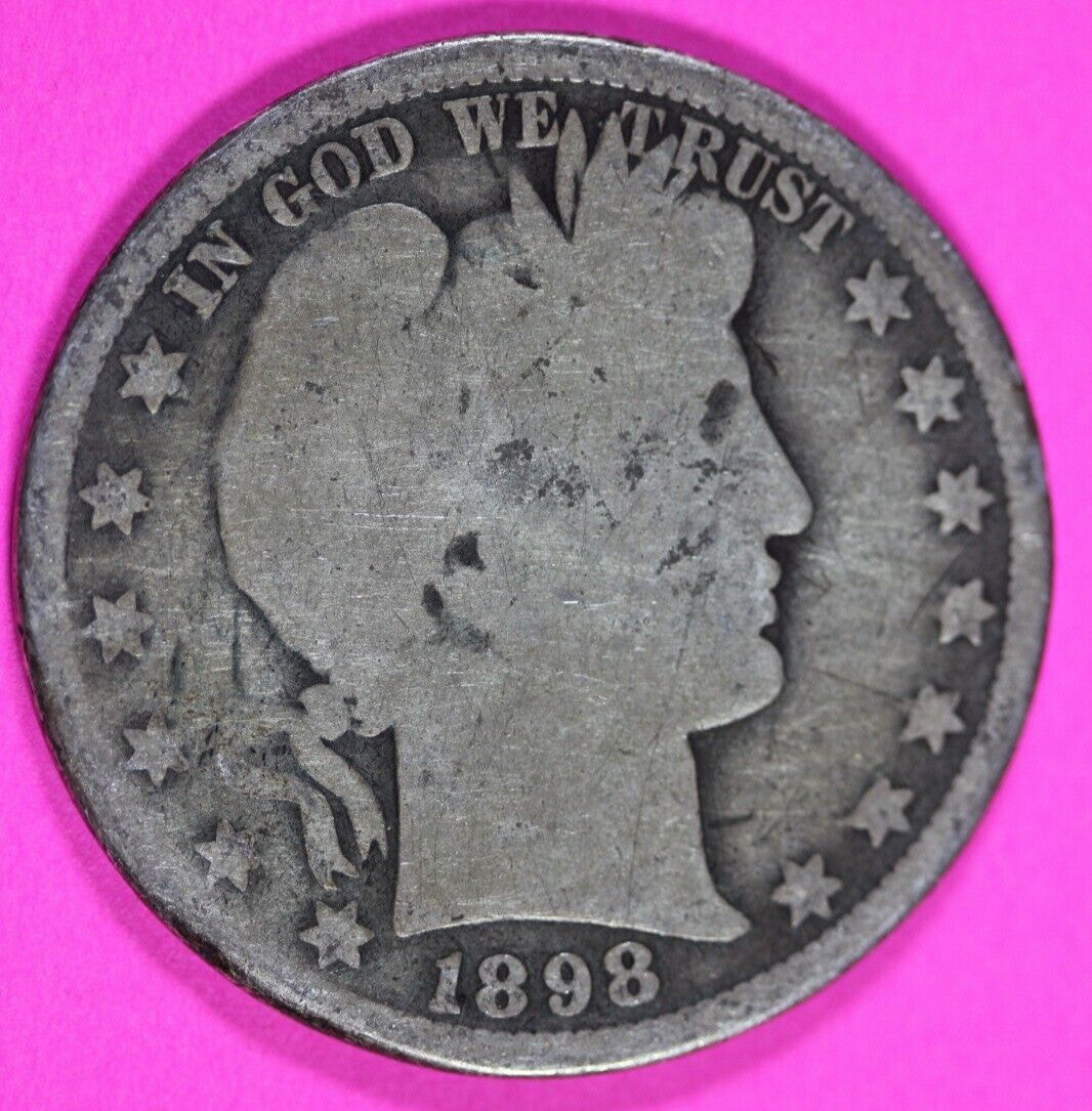 1898 O Barber Liberty Half Dollar Scarce Semi Key Date Coin New Orleans Mint 268