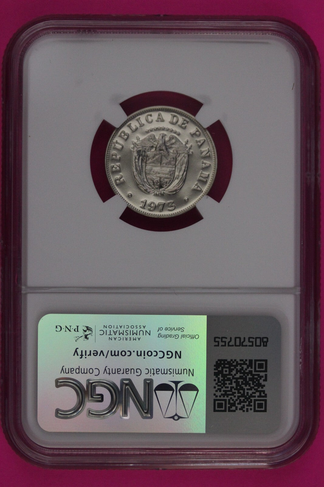 Top Pop 1973 Panama PF 69 Proof  5 Centesimos NGC Graded Authentic Slab 856
