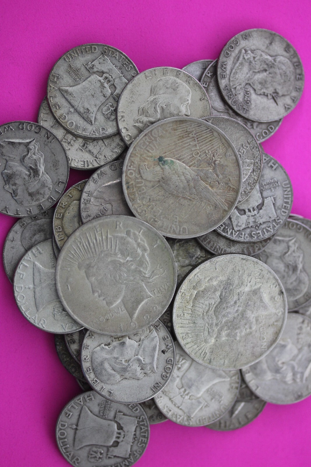 American 90% Silver 6 Standard Ounces Coin Weight With One Peace Dollar Junk