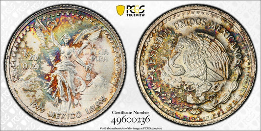 Pop 2 Only 3 Higher 1995 MS 67 Mexico 1/20 OZ Libertad Silver PCGS Toned 690