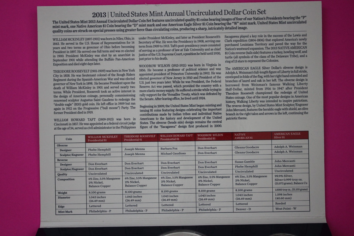 Gem 2013 Brilliant Uncirculated 6 Dollars U.S. Mint Set Silver Eagle COA 9065