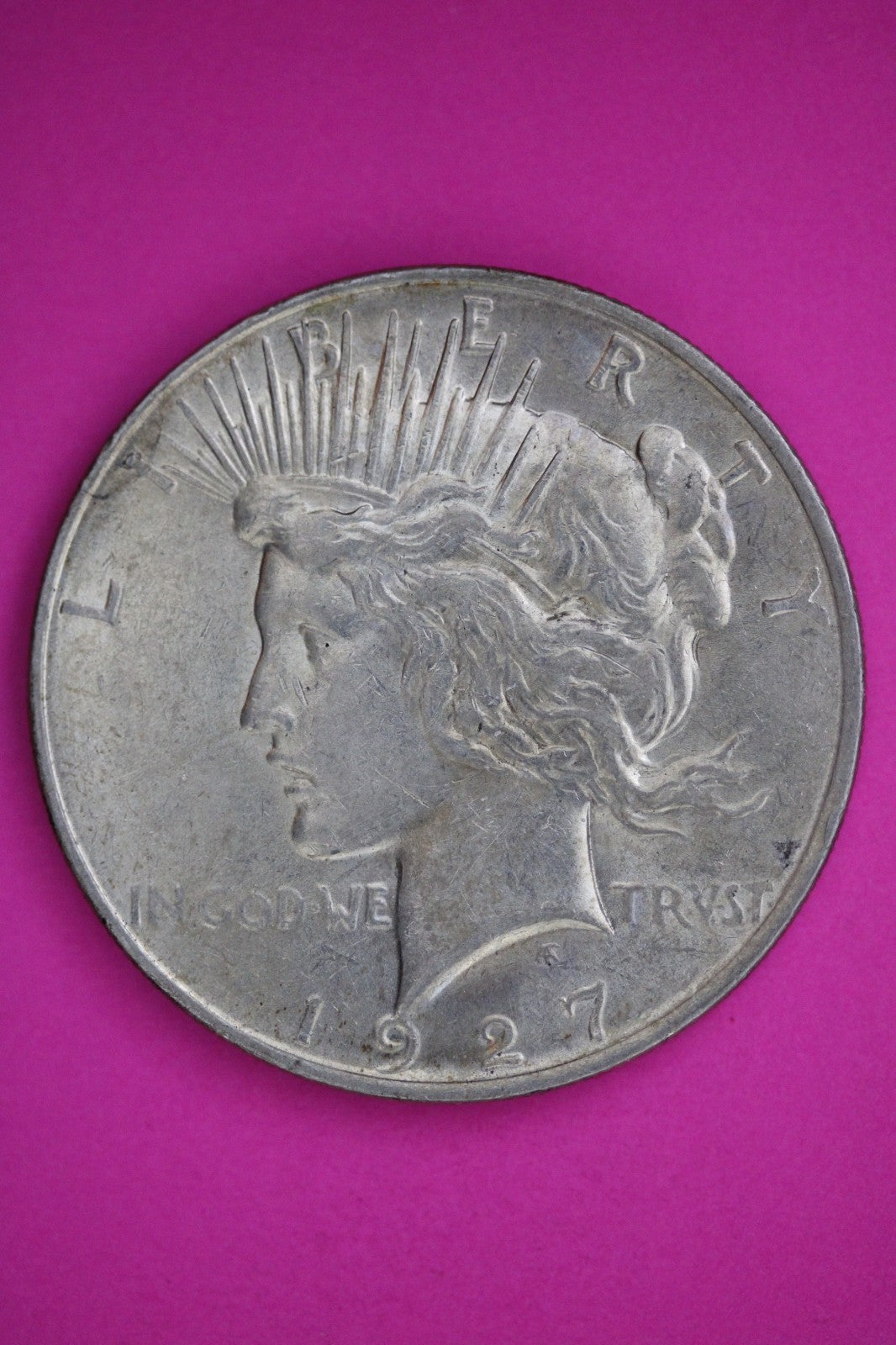 1927 D Peace Lady Liberty Semi Key Date Silver Dollar Guaranteed Authentic 2709