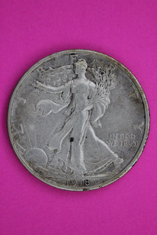 1918 S Walking Liberty Silver Half Dollar Guaranteed Authentic Genuine Coin 1406