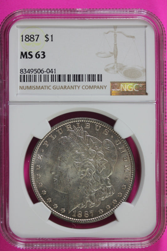1887 P MS 63 Liberty Morgan Silver Dollar NGC Certified Graded Authentic 658