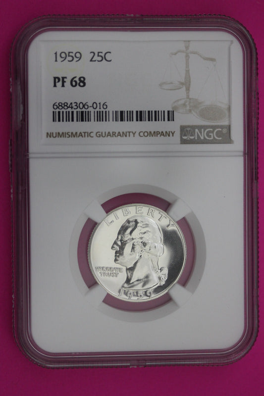 1959 PF 68 Proof Washington Silver Quarter NGC Certified Graded Authentic 269