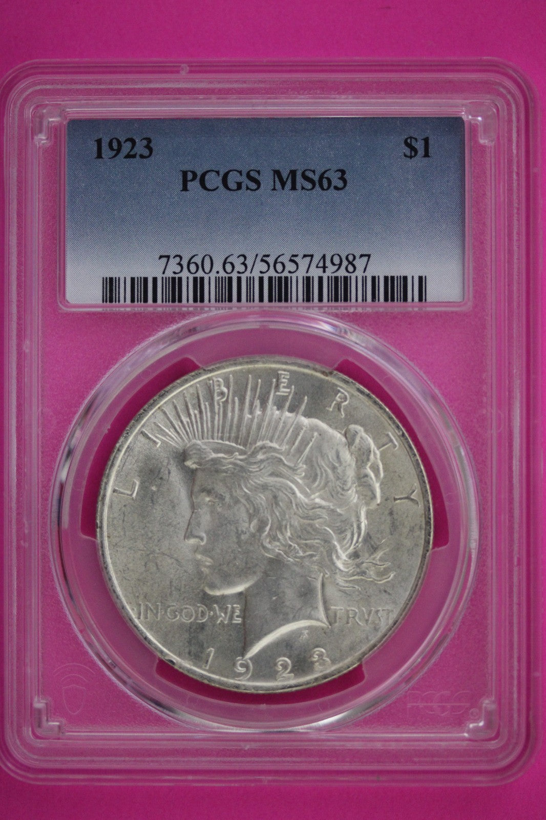 1923 P MS 63 Liberty Peace Silver Dollar PCGS Certified Graded Authentic 595