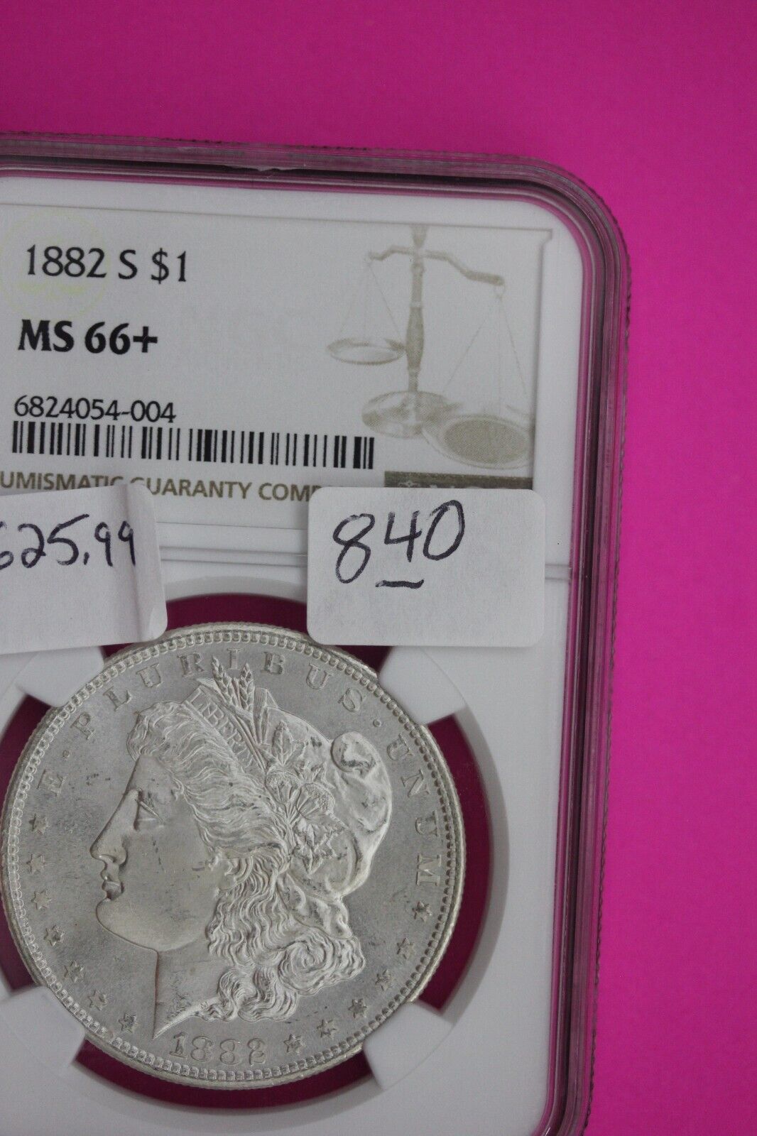 1882 S MS 66+ Liberty Morgan Silver Dollar NGC Certified Silver Coin Slab 840