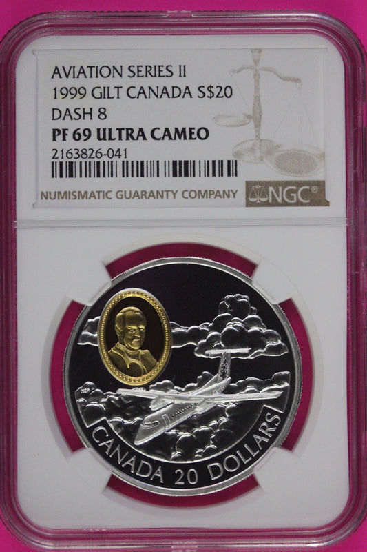 Top Pop 1999 PF 69 Ultra Cameo Canada Aviation Series Dash 8 Kilt $20 NGC 1058