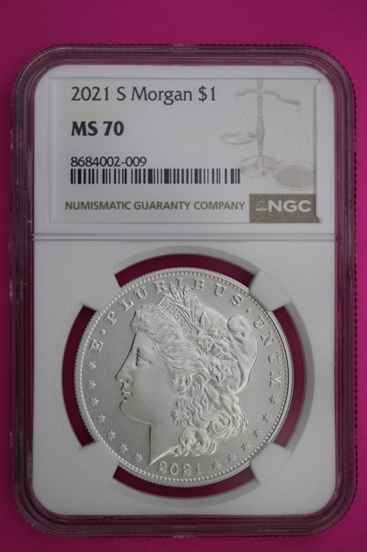 2021 S MS 70 Morgan Silver Dollar NGC Authentic Certified Graded Coin Slab 150