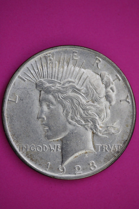 High Grade 1923 D Peace Silver Dollar LIberty Coin Authentic & Genuine 2494
