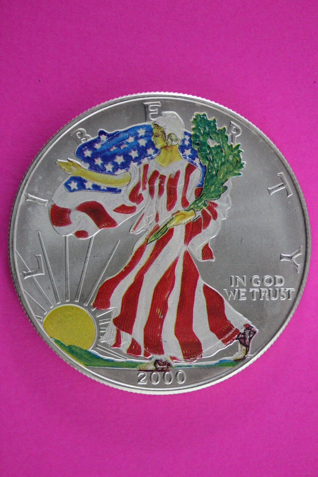 Colorized 2000 American Silver Eagle 1 Ounce .999 Fine Exact Coin Shown N0522