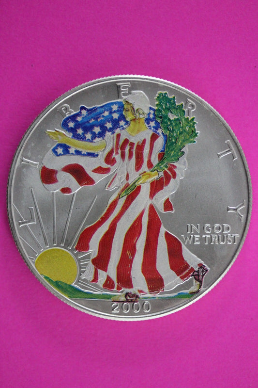 Colorized 2000 American Silver Eagle 1 Ounce .999 Fine Exact Coin Shown N0522