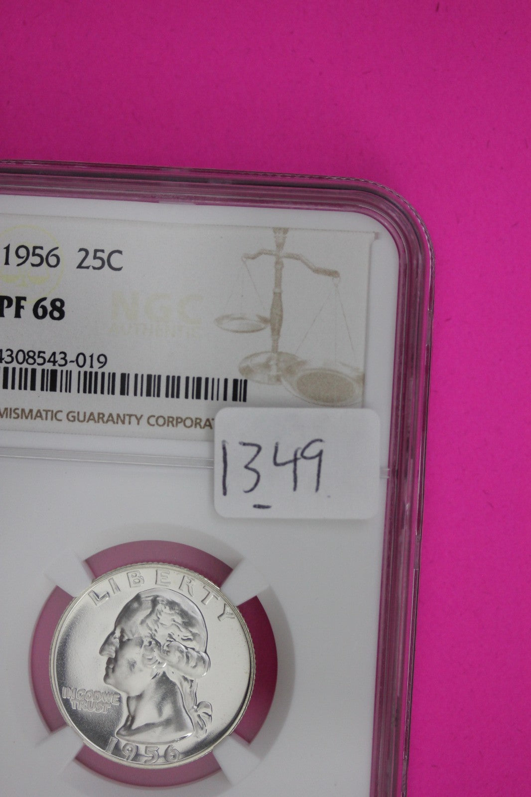 1956 PF 68 Proof Washington Silver Quarter NGC Certified Graded Authentic 1349