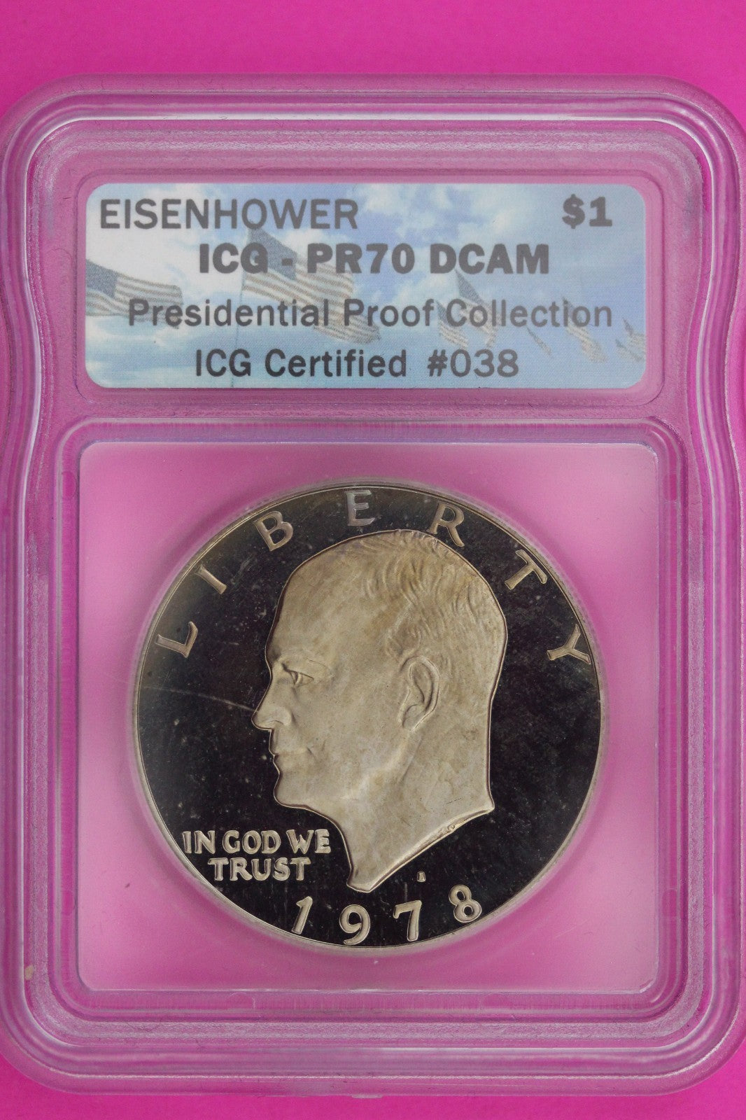 Toned 1978 S PR 70 Ike Eisenhower Dollar ICG Certified Graded Authentic Slab 998