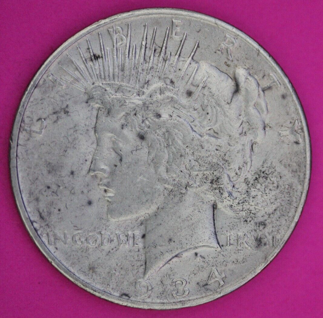 1934 D Liberty Peace Silver Dollar Scarce Semi Key Date Coin Denver 105