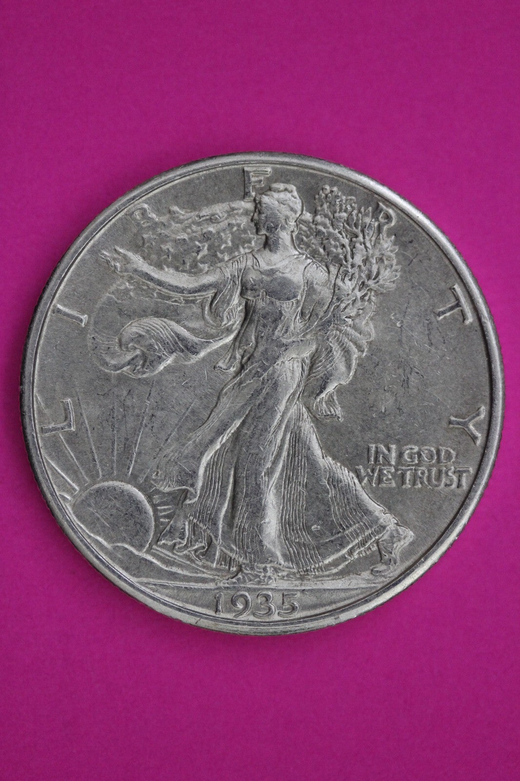 High Grade 1935 P Walking Liberty Silver Half Dollar Guaranteed Authentic 1341