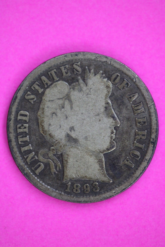 1893 S Barber Liberty Dime Silver Exact Coin Shown Authentic & Genuine 2834