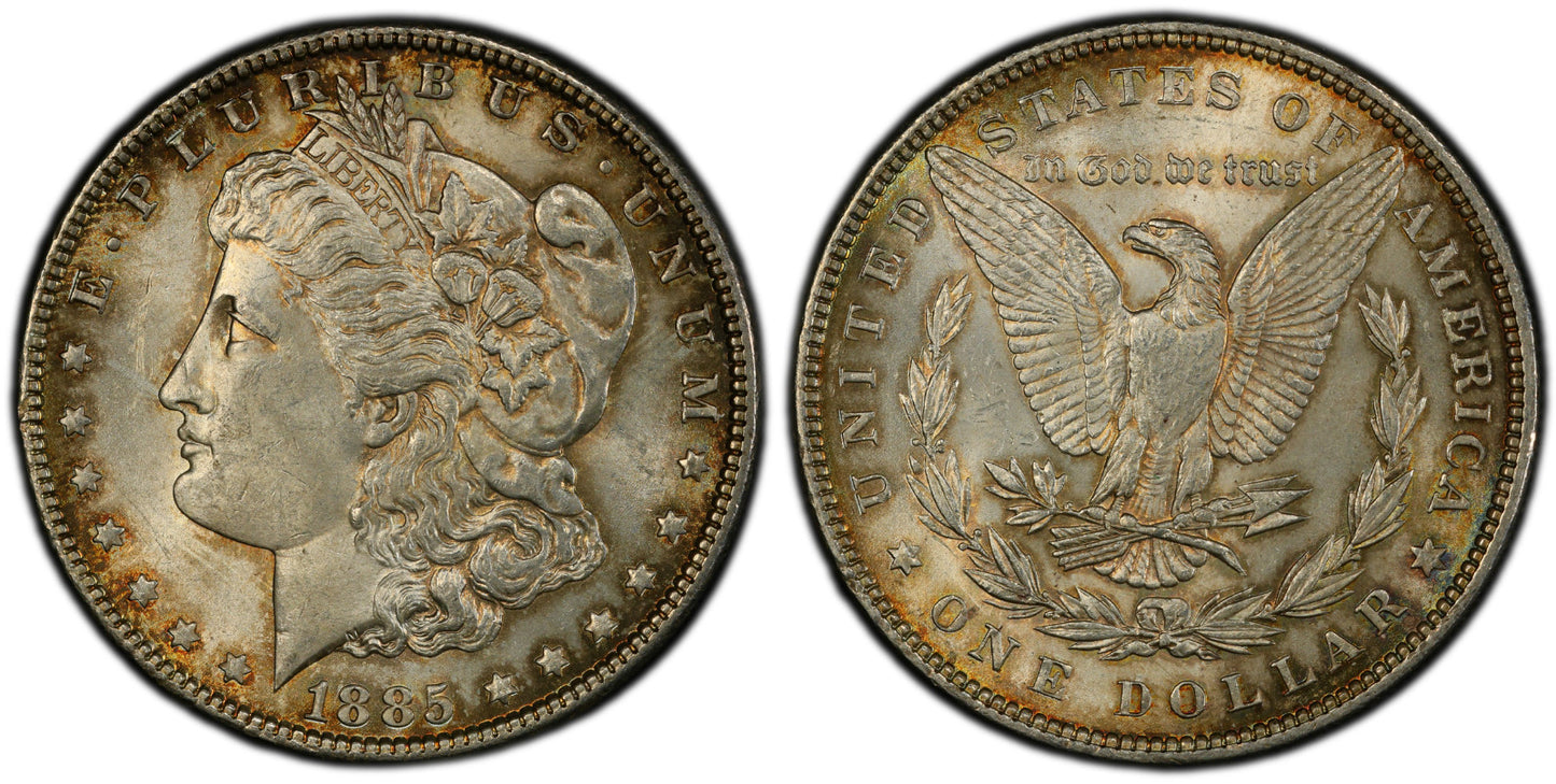 Toned 1885 P MS 64 Morgan Liberty Silver Dollar PCGS Certified Graded Slab 989