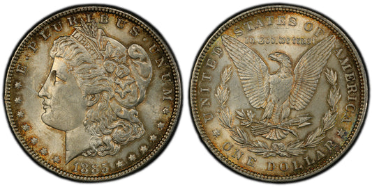 Toned 1885 P MS 64 Morgan Liberty Silver Dollar PCGS Certified Graded Slab 989