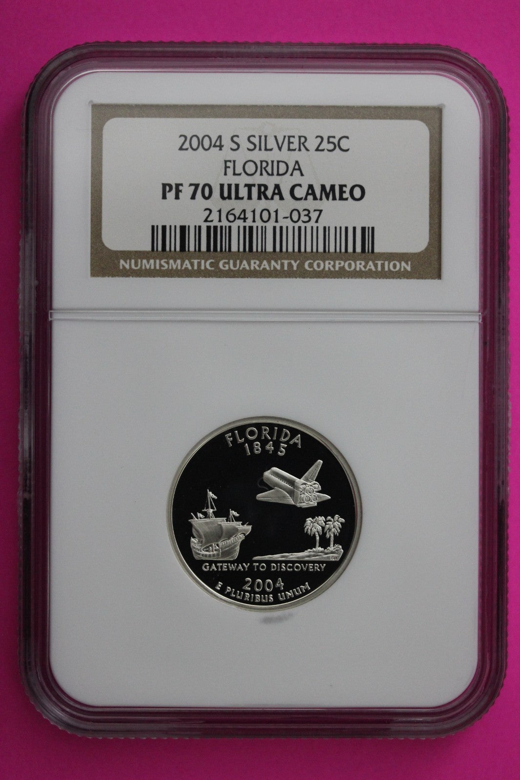 2004 S PF 70 Florida Silver State Quarter NGC Certified Authentic Slab 423