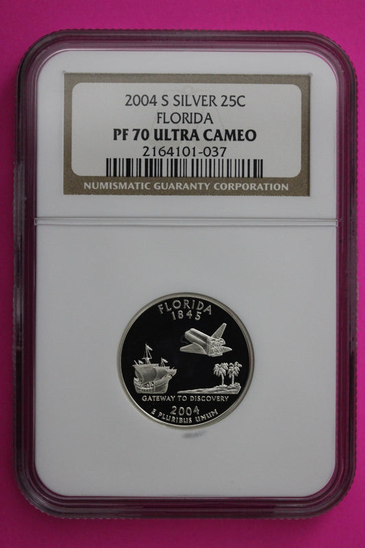 2004 S PF 70 Florida Silver State Quarter NGC Certified Authentic Slab 423