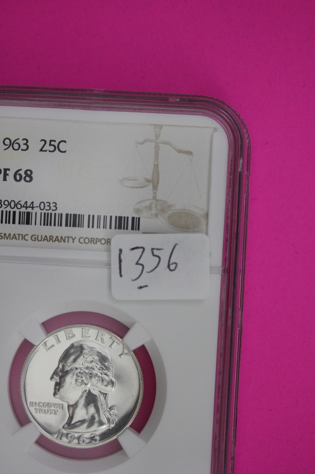 1963 PF 68 Proof Washington Silver Quarter NGC Certified Graded Authentic 1356