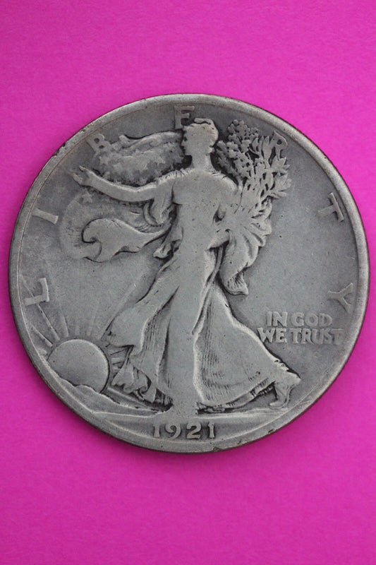 1921 D Walking Liberty Walker Half Dollar Coin Semi Key Date Coin Genuine 0428N